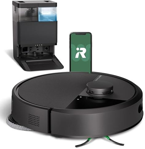 iRobot Roomba Plus 405 Combo + Stazione AutoWash, Robot Aspirapolvere Lavapavimenti, LiDAR, Rilevamento Tappeti, Previsione Pulizia Pavimento, DualClean, SmartScrub, Controllo Vocale e App, Nero