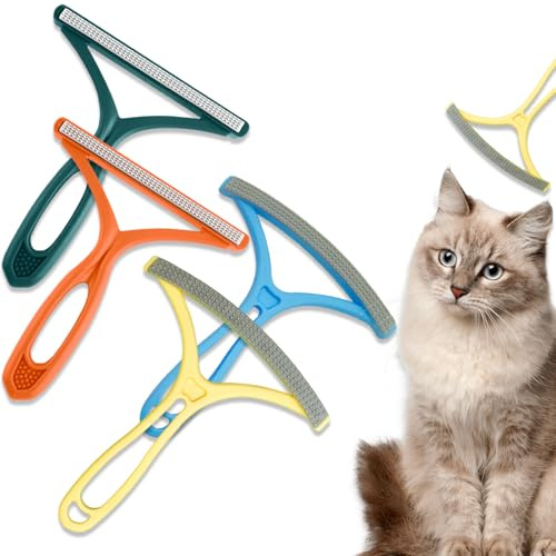4 PCS Pet Hair Remover Portable Double Sided Plastic Brush Lint Remover Dog & Cat Fur Scraper Tool Reusable Cleaning Brush for Pet Hair for Carpet Sofa Clothes Bedding Furniture