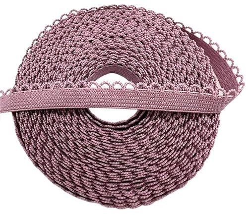 QIUSHIBO Spitzenband 5 Yards 10 mm elastisches Spitzenband, umklappbares Spandex-Gummiband for Nähen von Spitzenbesatz, DIY-Stirnband, Unterwäsche, Dessous-Zubehör Spitzenborte(Mauve,2 Yards)