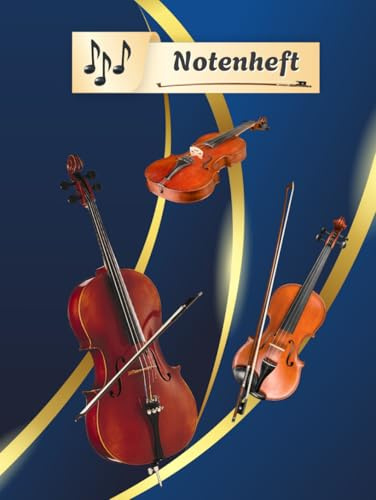 Notenheft Geige Notenbuch Cello Violine Musikunterricht Bratsche Notenlinienheft Große Lineatur Geigenunterricht Anfänger Violoncello Kontrabass ... da Gamba Notensysteme Musiker Rebec 01A14