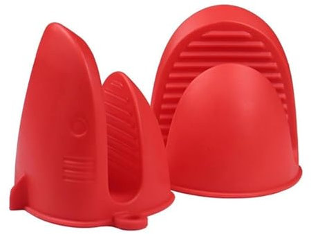 OUYUE Guanti da Forno Guanti Cucina Guanti da Forno Guanti da Cucina Isolati in Silicone con Clip for Friggitrice Ad Aria for Cucinare E Cuocere al Forno Guanti Forno per Arrostire(Rot,12cm)