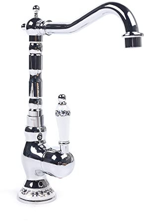 Grifo de lavabo retro alto con giro de 360°, grifo monomando para lavabo de latón, grifo de baño plateado, válvula de cerámica, ahorro de agua para lavabo