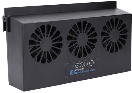 Luocute Solar Powered Car Exhaust Fan, 3 Fans Car Window Air Vent Radiator Solar Energy Cooling Vent Exhaust for General Types, USB Charging Circulating Automobile Window Cool