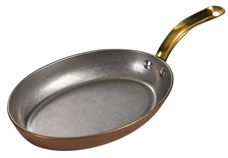 LCHJX Pan de paella española de acero inoxidable de 6 tamaños con un solo mango ovalado seaapaella plato de cocina sin palos de cocina, sartén para hogares o restaurantes/oro/20 cm