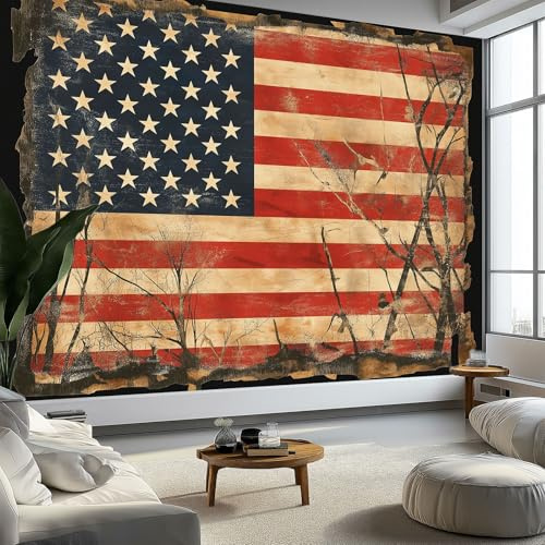 Papier Peint Drapeau Rétro Shabby Chic Panoramique Peinture Murale Interieur 300x210 cm pour Salon Chambre à Coucher D'Enfant Maison Décoration Murale, Noir