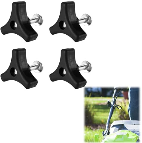4 Stück Universal-Rasenmähergriff Flügelmutter Schraube Set, Robuste und Ergonomische Rasenmäher Griff Knöpfe für Sichere Befestigung und Einfache Handhabung, Ideal für die meisten Rasenmähermodelle