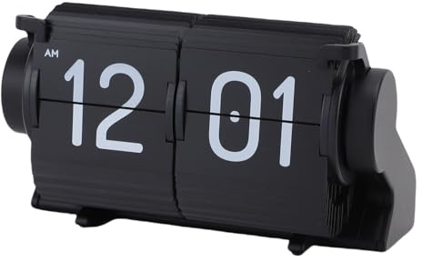 Flip Deskuhr, Alarmmechanische Flip -Uhr -Kalender für Wohnzimmer (Black)