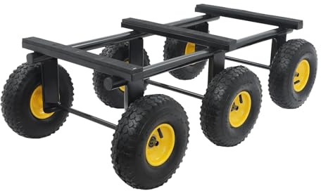 All-Terrain Dolly 1200 lbs Heavy Duty All-Terrain Mover with 6 Inflatable Rubber Wheels Utility Dolly for Furniture Equipment Transport Detachable (Black, 35x18Inch)