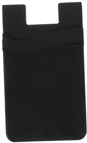 UTHCLO Silicone Adhesive Card Holder for Phone, Double-Layer Mobile Wallet Sleeve, Black Sticky Credit Card Pouch for Travel and Daily Use