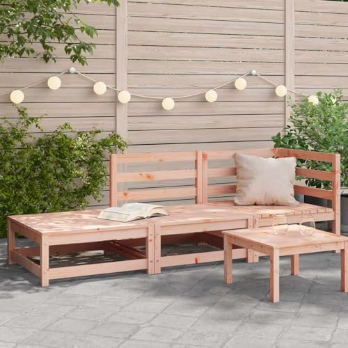 LoogCape Douglasienholz Gartensofa Set, 2-Sitzer mit Hocker, Modulares Loungesofa für Terrasse, Balkon, Outdoor Möbel, Massivholz, 210x70x67 cm