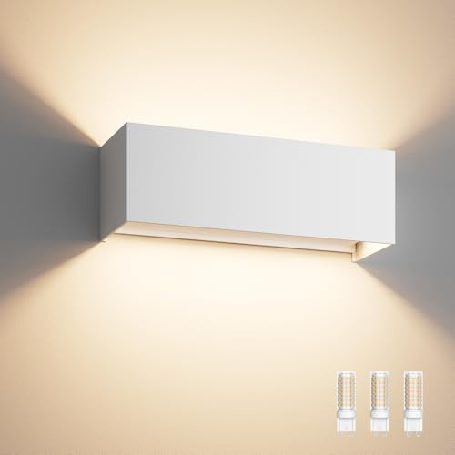 Klighten Applique da Parete Esterno con Lampadina G9 Sostituibile Bianco | Angolo del Fascio Regolabile, Impermeabile IP54, Corpo in Alluminio, Bianco Caldo 3000K Lampada da Parete per Interno/Esterno