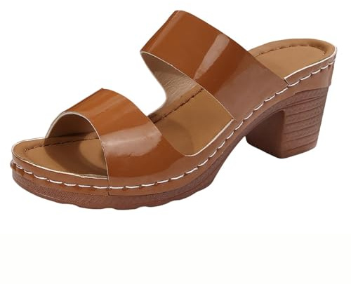 Generico Sandali Donna Estive Tacco Medio Scarpe con Tacco Ciabatte da Donna Estive,Nuove,Grandi,Sandali con Zeppa,Suola Spessa E Pantofole Casual da Pantofole Chiuse (Coffee,41)