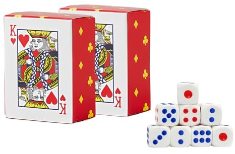 HAGNA 2 Stück Mini Spielkarten Set, Miniatur Pokerkarten mit Würfel, Mini Kartenspiel, kleine Kartenspiele für Reisen, Heimspiele, Poker, Patience