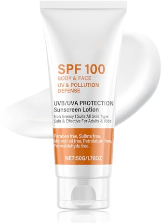 Sonnencreme LSF 100 - Sonnencreme Gesicht & Körper - Lichtschutzfaktor 100 Sunscreen Face Anti-Aging - Wasser- & Schweißresistente Sonnenschutz SPF 100 - Leicht & Nicht Fettend Sun Cream mit Centella