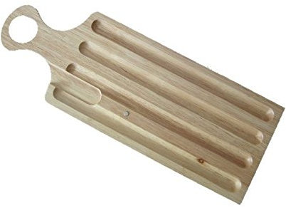 X10 Solid Wood Oblong French Stick Bread Board with Crumb Catcher & Handle - Style 2