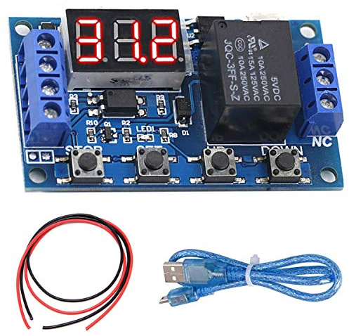 Youmile Timer Delay Relay Modul DC 6-30V programmierbare Schaltersteuerung LED Anzeige Micro USB Port Relay für Arduino mit 24AWG Kabel, Micro USB Kabel