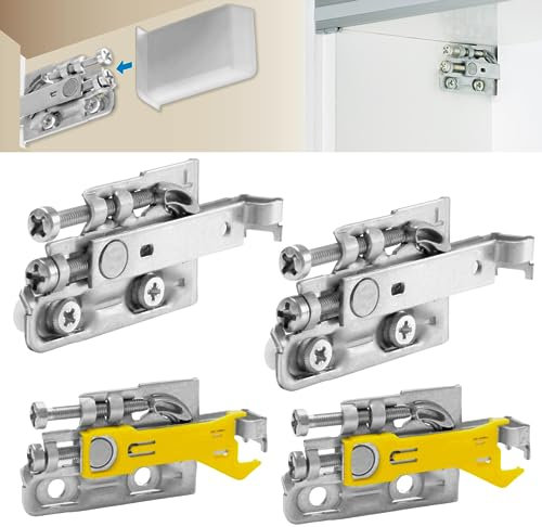 INDAUX Coppia GANCI Attacco pensili mobili sospesi SCARPI 4 - Opzione ANTI RIBALTAMENTO (Anti Tilt - A Vite, Cover Bianca)