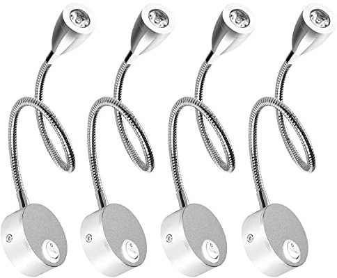 ledmo lampada da Comodino da Parete 4 Luci Collo di Cigno Luce 3W 3000K Bianco Caldo