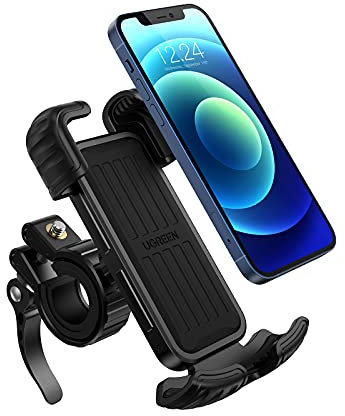 UGREEN Soporte Movil Bici, Soporte Movil Bicicleta Moto Anti Vibración 360° Rotación Porta Telefono Móvil Motocicleta Universal Manillar Compatible con iPhone 13/13 Pro Max/12 Pro, Galaxy S21 Note 20