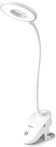 Lampe de Bureau LED sans Fil Rechargeable, Lampe de Lecture pour Livre avec 18 LEDs, 7500K Lumière blanche 3 Intensité Variable, Lampe Pince Lit, Lampe de Chevet Tactile Enfant, Blanc [A+++]
