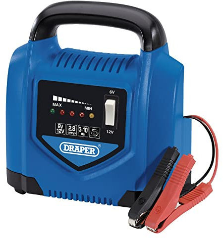 Draper 53047 6V/12V Battery Charger, 2.8A, Blue and Black
