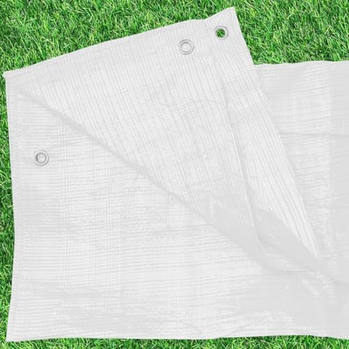 Heavy Duty White Tarpaulin Waterproof Cover with Reinforced Rope Hem, Multi-Purpose Tarp for Outdoor Furniture, Logs, Camping Groundsheet, Tent Cover, All-Weather Protection (white, 3m x 3m)