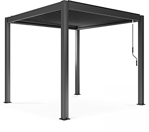 Oviala Pergola bioclimatique autoportée Gris 3 x 3 x 2.57 m