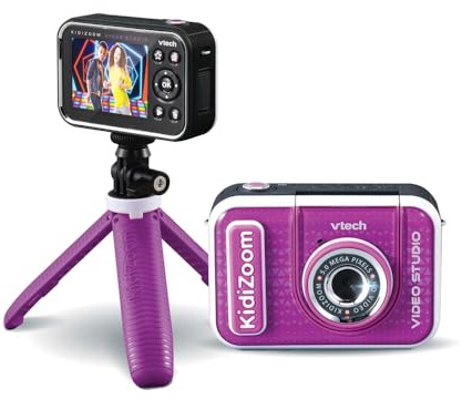 VTech - KidiZoom Vidéo Studio HD Violet, Appareil Photo Numérique Enfant, Photo, Selfie, Vidéo HD, Écran Couleur avec Trépied et Fond Vert, Cadeau Enfant de 5 Ans à 12 Ans - Contenu en Français