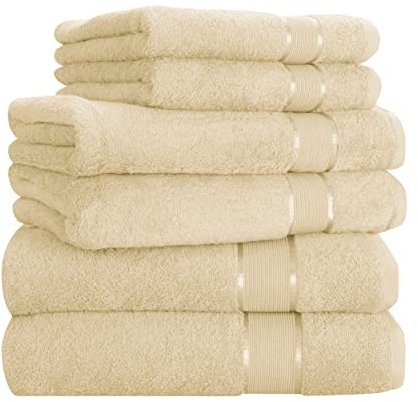 Mixibaby 6 TLG. Handtuchset 2X Badetuch 4X Handtuch, Farbe:Natur 1, Größe:2 Bade- 4 Handtücher