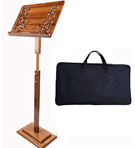 MLYY Notenständer Notenpult Orchester-Notenständer mit Tragetasche – Antik-Universal-Bücherregal aus Holz, Bühnenstudios, Büro, 110-135 cm, höhenverstellbar (Color : Brown)