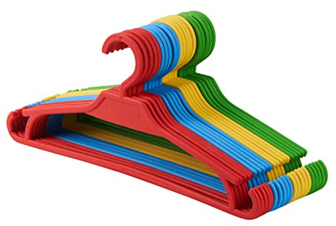 Tymar Kinderkleiderbügel, 20er-Pack,Baby- und Kinder-Kleiderbügel aus Kunststoff, L32 x H14 cm; ideal für Kinder-Kleiderschrank (Mix 7 (Rgby),20 Stück)
