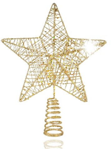 Stern Christbaumspitze Baumspitze Spitze Aufstecker für Tannenbaum Tannenbaumspitze Weihnachtsbaum Weihnachten (Gold)