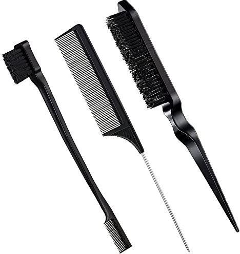 Spazzola Capelli, 3 Pezzi Spazzole Per Capelli Pulisci Spazzola Per Coda Tirata Pettine a Coda Set, Hair Brush Adatto Per Parrucchieri Professionisti, Donne, Uomini, Bambini (Nero)
