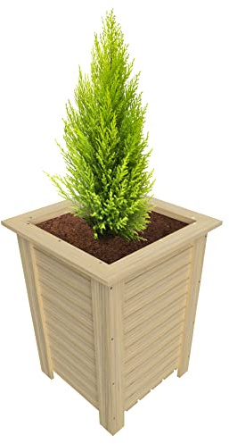 Generisch Blumentopf Aus Holz Pflanzentopf Pflanzkasten Natürliche Holzkiste Blumenkasten Kräuterbeet Pflanzkübel Echtholz Innen Außen 40 x 40 x 54,5 cm