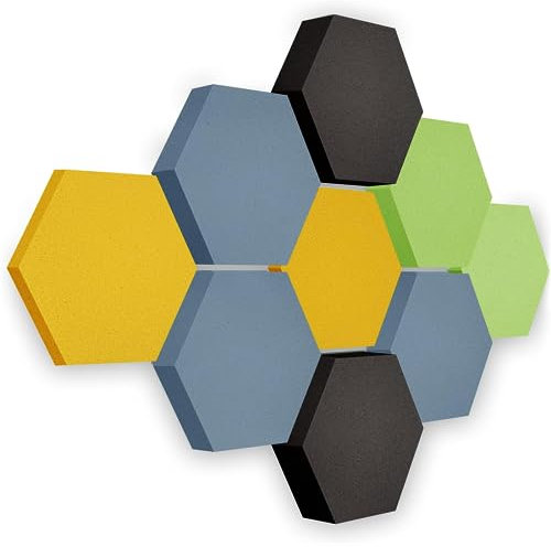 platino24 Akustikpaneele 9 Elemente Edition LOFT 3D I Ø 300mm Akustikplatten Schalldämmung Wand & Decke I Akustikschaum Schall-Absorber aus Basotect 30-70mm mit farbiger Akustikbeschichtung