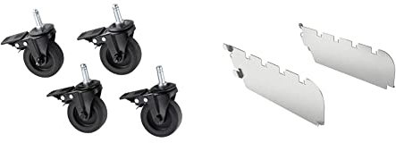 RÖSLE Premium Rollen VIDERO 4er-Set, Hochwertige TPR-Lauffläche, robust und langlebig & Primezone-Windschutz VIDERO, Hochwertige Halterung für Grillspieße sowie Wind- und Spritzschutz, silberfarben