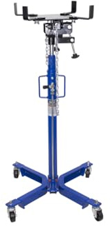 K Tool International XD63502 1000 lbs. Single Stage Under Hoist Single Stage Transmission Jack for Garages, Repair Shops and DIY, Height 43.7 to 71, Overload Valve, 4 Angle Adjustments, Blue
