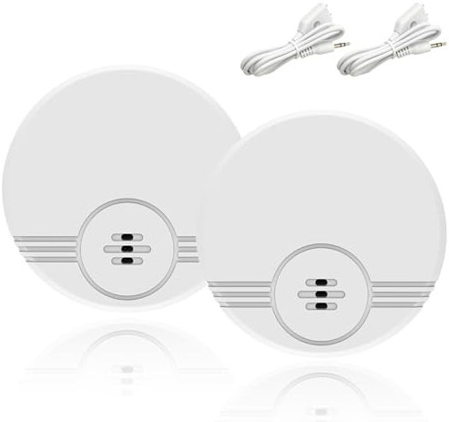 2 Stück Wassermelder, Wasseralarm, 135 dB Wasserwächter, Wassersensor für Küche, Keller, Badezimmer, Waschküche, Garage und Dachboden (Lieferung mit Batterie)