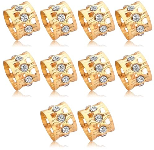 GNALIA 10 Stück Strass Dreadlocks Schmuck Haarspiralen Clips, Dreadlocks Schmuck Haarspiralen Clips Verstellbar Metall Cuffs Haar Flecht Perlen Haarschmuck Für Frauen Männer Zöpfe Dekoration