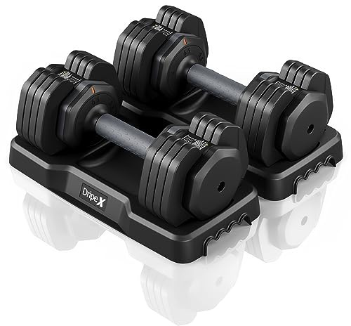 Dripex Hanteln Set 11kg Ein Paar, Verstellbar Kurzhanteln aus Stahl mit Anti-Rutsch Griff 2-11 kg mit 5 Gewichtsstufen für Zuhause (Grau 11kg x 2)