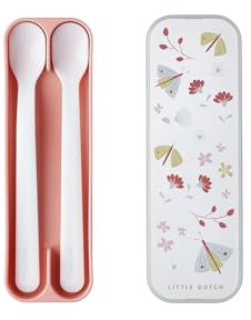 Mepal – Fütterlöffel Mepal Mio – Babylöffel – Kleinkind Fütterlöffel – Baby Besteck – Spülmaschinengeeignet – BPA frei – 2er Besteck Set – Flowers & Butterflies