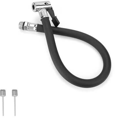 KLEHOPE Reifenfüllschlauch 36cm Lang Reifenfüller Ventilverlängerung mit 2 Stück Gasnadel, Rennrad Reifenfüller Schlauch Luftpumpe Universal Reifenfüllers schlauchadapter für Auto Motorrad Fahrrad