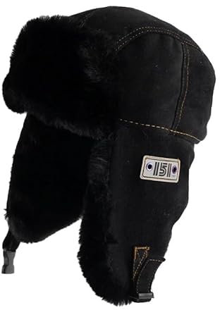 bomhys Russische Mütze Pilot Wintermütze Outdoor Russische Mütze Damen Bombermütze Beschriftung Pilot Herren Warme Uschanka Trappermütze, Schwarz, 56-60 cm