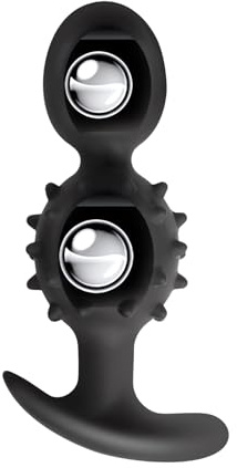 SXOVO Analplugs Analkugeln, Silikon Butt Plug mit Rotierenden Kugeln Spikes Anal Dildos G-Punkt Prostata Stimulation, Anal Perlen für Frauen Männer Paare (Doppelperlen)