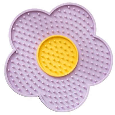 Dog Licking Mat | Lick Pad for Slow Feeders | Pet Toys Licking Mat, Flower Silicone Butter Lick Pad for Grooming, Stress Relief, Keeping Them Busy During Bathing