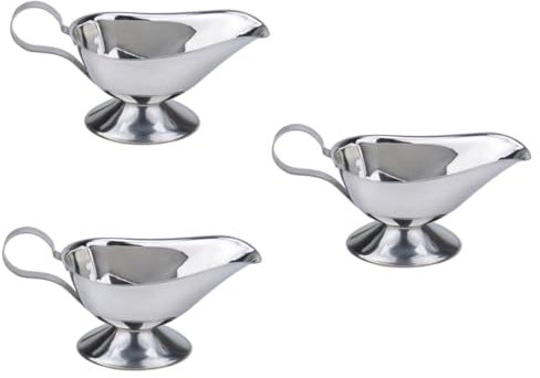 KITANDOVE 3pcs Stainless Steel Sauce Boat Gravy Dish for Sauces Condiments and Dips for Restaurants and Home Dining Lightweight and Rustproof Design
