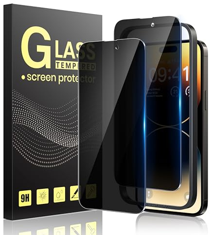 Guretok 2 Stück Sichtschutz Schutzfolie für iPhone 14 Pro Max 6,7 Zoll | Einfache Installation Rahmen, Dunkle Schutzglas, Privacy Glas, 28° Anti-Spy Folie, Kratzfest, 9H Härte, Anti-Drop