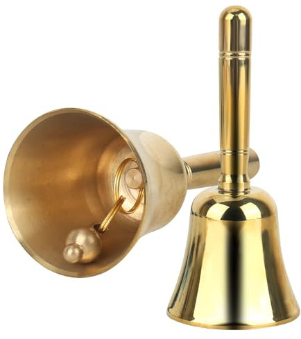 XCRPRT Classico campanello a mano in stile tradizionale, campanella da tavolo in metallo, campane rumorose in ottone massiccio, per casa, scuola, Natale e servizi di nozze