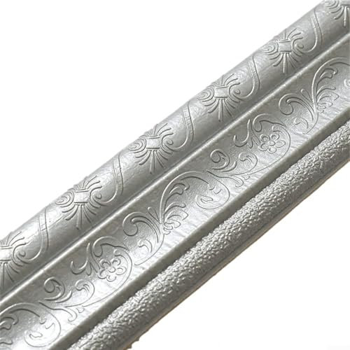 Eawfgtuw 3D Embossed Wall Border Sticker Foam Waistline Skirting Trim Self-Adhesive Waterproof Decorative Molding for Home Decor 90.5 Inch x 3.1 Inch, Multiple Colors(Silver Grey)