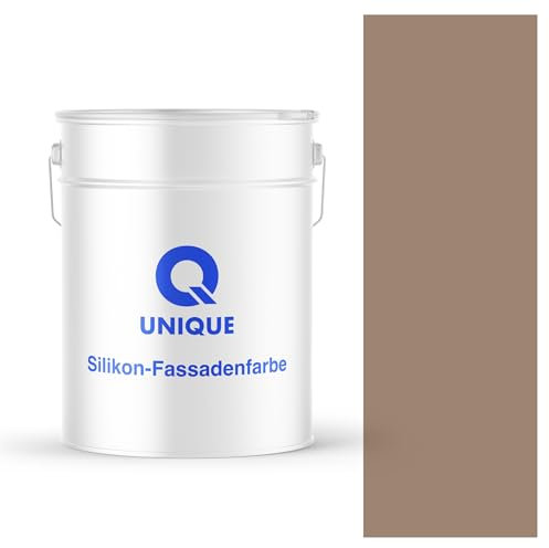 Q UNIQUE Fassadenfarbe Nussbaum 10L – Silikonharz-Außenfarbe, Wetterfest, Selbstreinigend, Hohe Deckkraft, UV-Beständig, Für WDVS, Beton & Mineralische Untergründe